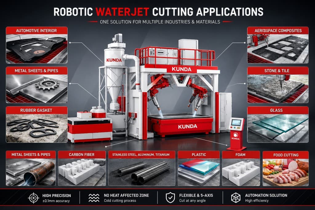 Robotic Waterjet Robot Arm Water Jet Cutting Cell Machine Production Line