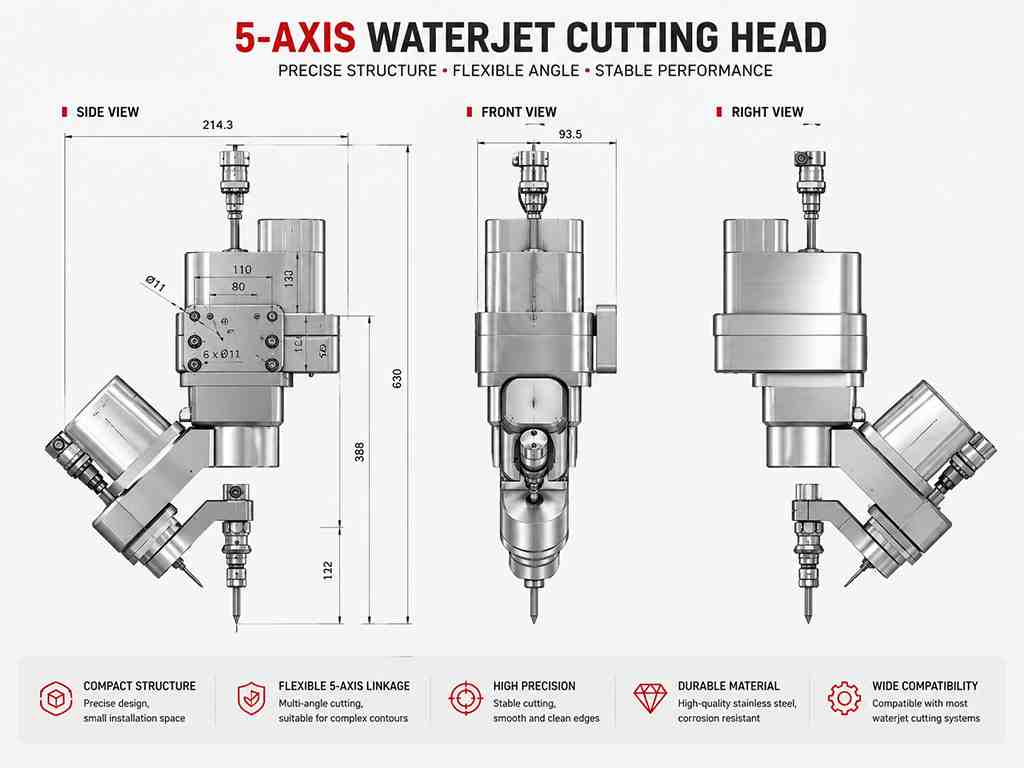 Dynamic Waterjet Cutting Head Long Life Kmt Intelligent Waterjet Bevel Cutting Head Parts