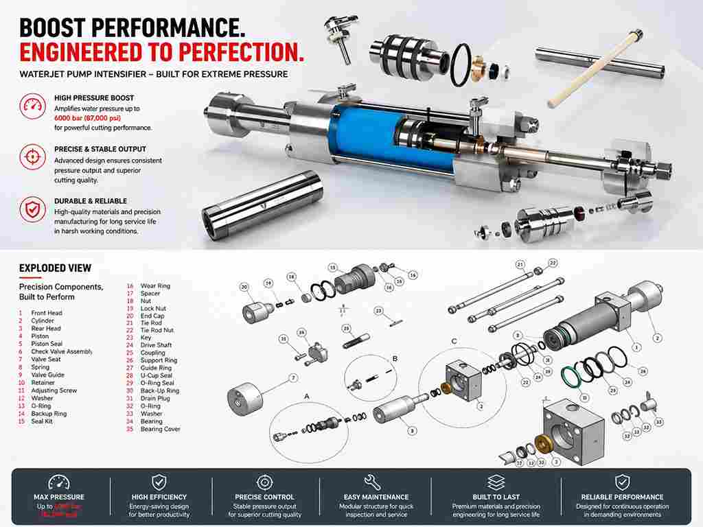 Waterjet Supercharger High Efficiency Cnc Waterjet Intensifier System For Ceramic Cutting Machine