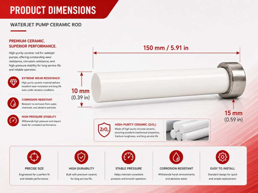 Waterjet Pump Ceramic Rod High Strength Waterjet Ceramic Rod For Waterjet Pump System